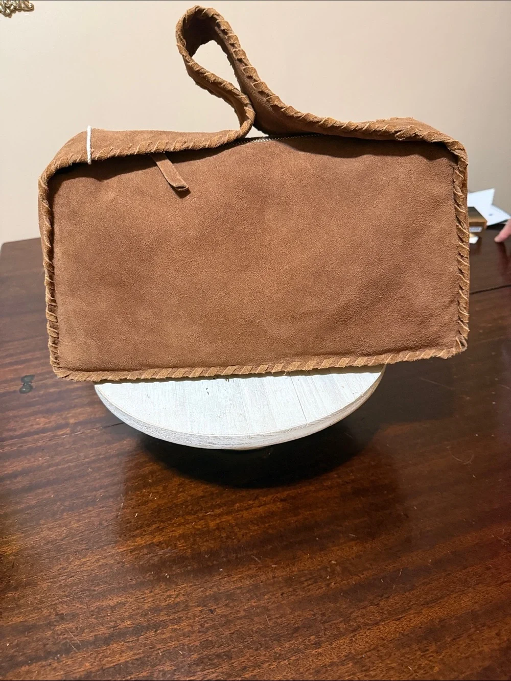 Haute Hippie Chestnut Brown Suede Braided-Trim Shoulder Bag